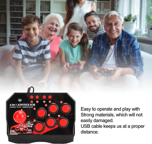 Vista 2 de Zunate Arcade Fight Stick, control universal de juegos de arcade Street Fighter, cable USB, controlador de joystick para SwitchPCPS3