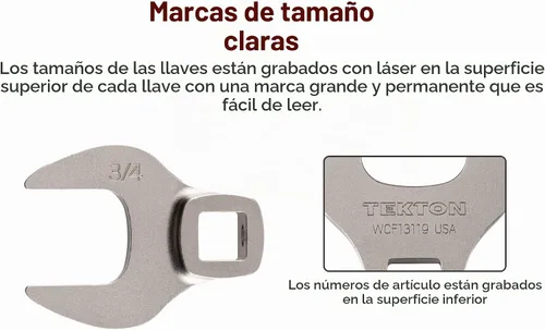 Vista 5 de TEKTON WCF93102 - Juego de llaves para racores de 3/8 pulgada, 13 unidades (5/16-1 pulgada) Hecho en EE. UU