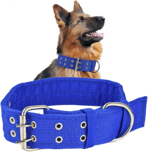 Vista 9 de Collar de perro ajustable militar de 1.5 pulgadas de ancho, anillo en D de metal y hebilla de 2 filas, collar táctico grande mediano de nailon negro