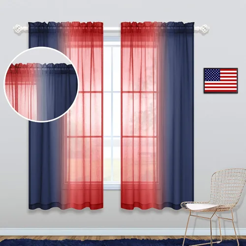 Vista 19 de KOUFALL - Cortinas cortas transparentes de 45 pulgadas de largo para decoración de baño, juego de 2 paneles con bolsillo para barra, cortinas