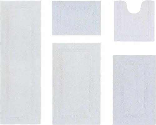 Vista 138 de Better Trends - Juego de 2 alfombras de baño 100% algodón, extra suaves, con borlas, de 17" x 24", alfombra de baño superabsorbente y reversible