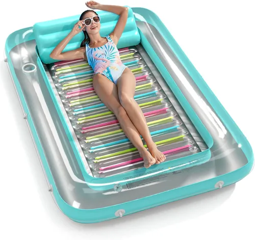 Vista 20 de Jasonwell - Flotador inflable para piscina, 4 en 1, almohadilla para tomar sol para adultos, relajarse en la piscina, flotador lleno de juguetes