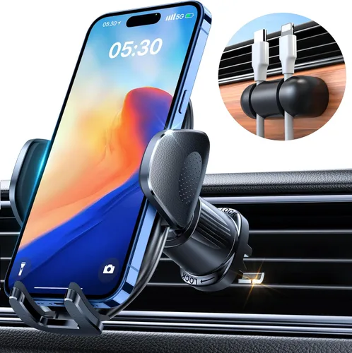 Vista 10 de YRU Soportes de teléfono para tu automóvil [gancho de metal militar actualizado 2026], soporte para teléfono celular para automóvil