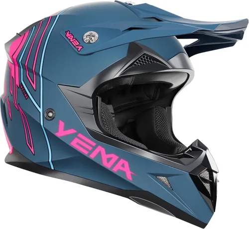 Vista 3 de Casco para Dirt Bike YEMA aprobado por DOT - Casco de motocross ATV MX BMX todoterreno de cara completa con 8 ventilaciones y forro removible, casco