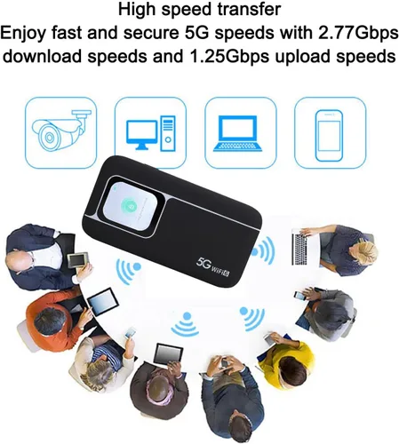 Vista 7 de 5G Mobile Wi Fi Hotspots, router de viaje portátil soporta 16 usuarios al mismo tiempo, batería grande de 7100 mAh, dispositivo de bolsillo Wi Fi
