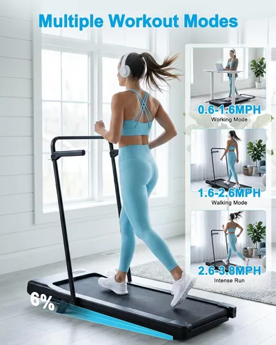 Vista 3 de MJWW 6% Incline Walking Pad with Handle bar, Smart AI App Control for Home
