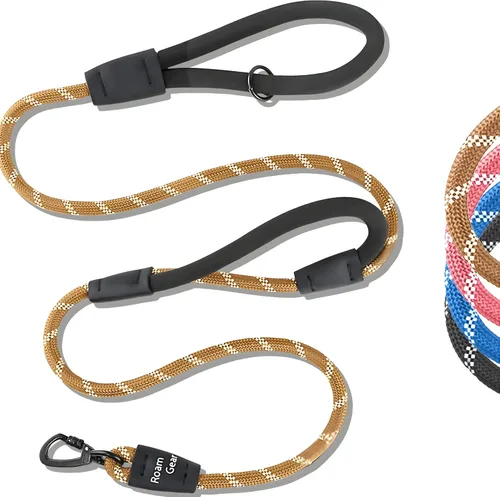 Vista 11 de Correa para perro de 6 pies, dos asas extra acolchadas, clip de mosquetón de bloqueo, reflectante para visibilidad nocturna, resistente a la Negro