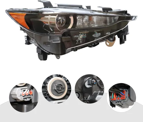 Vista 6 de Conjunto de faros delanteros LED halógenos para Mazda CX-5 CX5 2017-2021, para Mazda Cx-5 Cx5 2017 2018 2019 2020 2021, lente transparente
