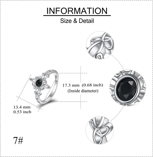 Vista 4 de YAFEINI - Anillo de nudo de brujas de plata de ley - Joyería celta de nudo de la Trinidad para mujer