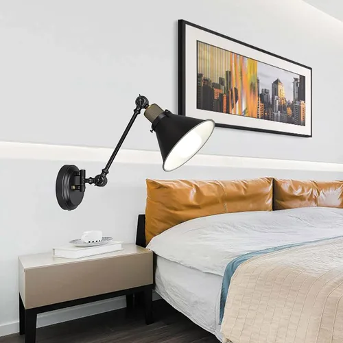 Vista 6 de Lámpara de pared con pilas, sin necesidad de cableado, iluminación de pared, con brazo oscilante, con control remoto regulable, para interiores