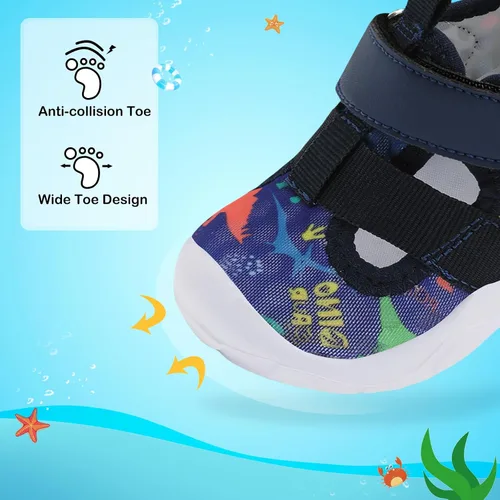 Vista 4 de JIASUQI Zapatos de agua para bebés y niños pequeños, sandalias de agua de secado rápido para niños pequeños, zapatos de playa y piscina