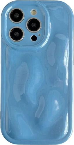 Vista 13 de Caseative Funda para iPhone 14 Pro, color negro Suavidad de la galjanoplastia de cromo del patrón de la burbuja del meteorito de la onda
