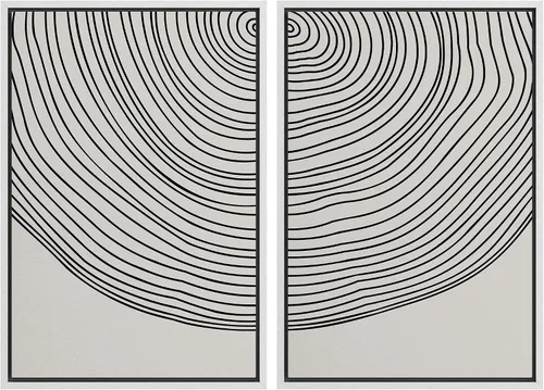 Vista 74 de SIGNWIN Lienzo enmarcado para pared, juego de arte con anillos de árbol de bosque grunge en blanco y negro, ilustraciones de naturaleza silvestre