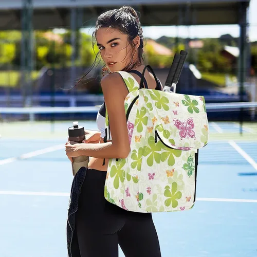 Vista 7 de Sporting Goods Tennis Bag Waterproof St Green Boho Butterfly Sport Pickleball Badminton Bag for Women, Men, Teenagers bolso para raqueta