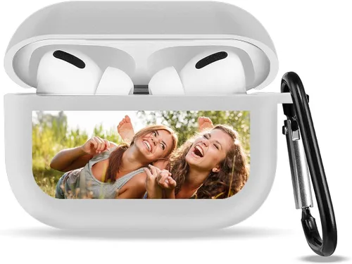 Vista 4 de Funda personalizada compatible con AirPods Pro con llavero, personaliza tu foto, texto, nombre para hombres y mujeres
