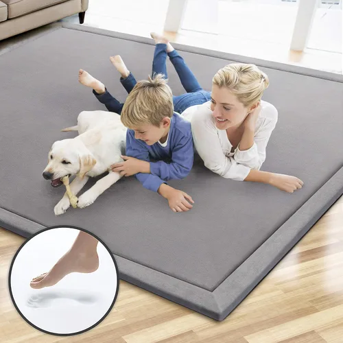 Vista 4 de MICRODRY Alfombra de espuma viscoelástica para sala de estar, alfombra de microfibra con almohadilla integrada, resistente a la decoloración y a