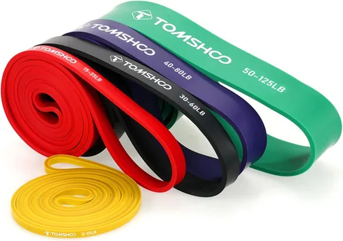 Vista 7 de TOMSHOO Juego de bandas de resistencia, 4/5 piezas de bandas de entrenamiento de ejercicio de fitness con bolsa de almacenamiento, anclaje