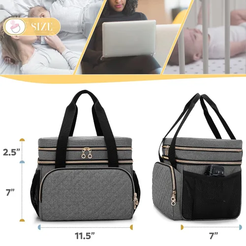 Vista 6 de Luxja Bolsa de extractor de leche de doble capa compatible con Spectra S1 y S2, bolsa de bomba para extractor de leche y piezas adicionales