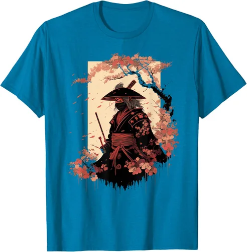 Vista 56 de Camiseta estética vintage samurái de arte japonés samurái retro cereza, Negro