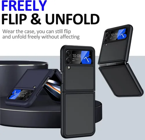 Vista 5 de Miimall Compatible con Samsung Galaxy Z Flip 4, panel de PC translúcido mate antihuellas con borde de TPU suave, funda protectora completa ultrafina