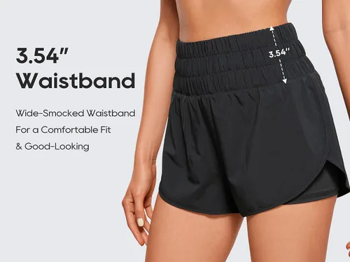 Vista 8 de CRZ YOGA - Pantalones cortos de correr 2 en 1 divididos para mujer de 3 pulgadas - Pantalones cortos de entrenamiento atlético de cintura alta