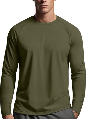 Vista 14 de Zengjo - Camiseta de manga larga para hombre, transpirable, para correr, atlética, deportiva, ligera, con protección solar SPF Canela