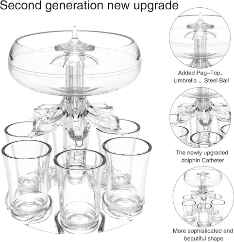 Vista 4 de ALEVMOOM Dispensador y soporte para 6 vasos de chupito, dispensadores para llenar líquidos, dispensador de licor acrílico sin contacto para bebidas