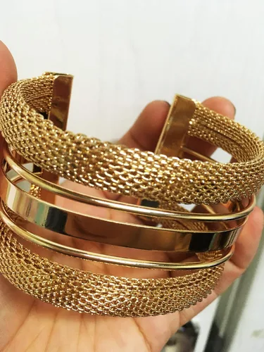 Vista 7 de Pulseras elegantes para mujer y niña, brazalete dorado