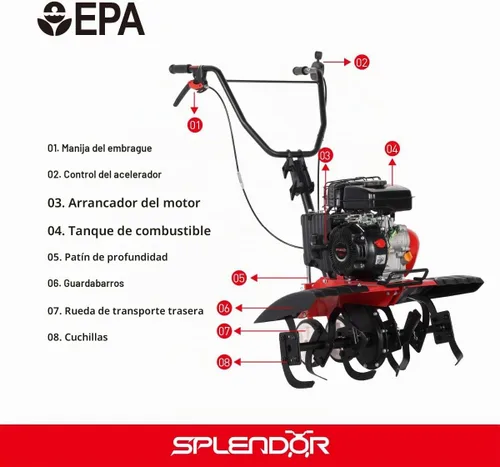 Vista 4 de SPLENDOR Siervo a gas de 4 ciclos 79cc con mango y ancho ajustable 24in
