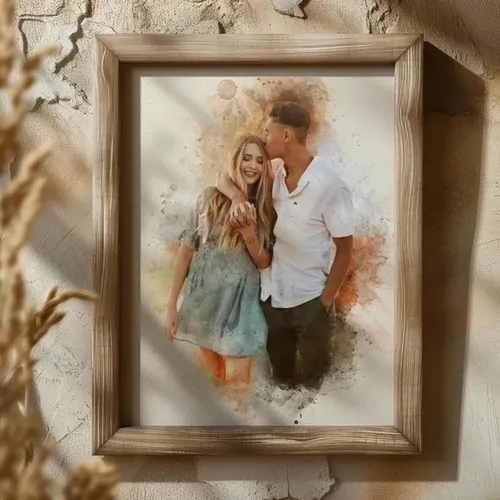 Vista 5 de Noni Retrato de pareja de acuarela personalizado de la foto, foto personalizada para pintar arte de pared, lienzo personalizado para pareja, regalo
