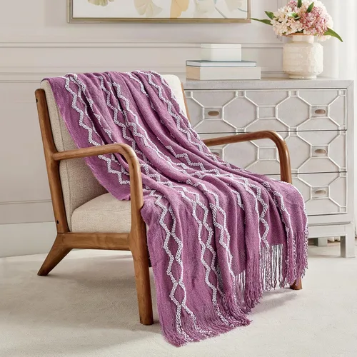 Vista 32 de Bourina - Manta de chenilla de punto, ligera, suave, acogedora, para cama, sofá, silla