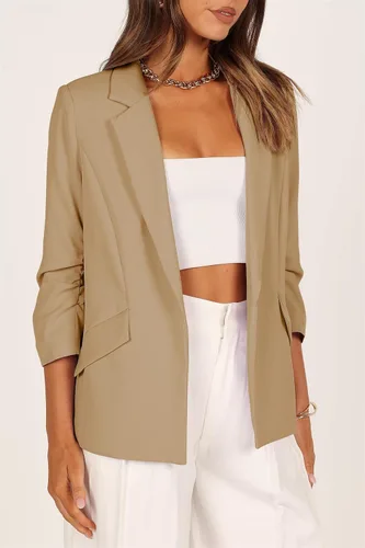 Vista 2 de Cicy Bell Chaqueta casual para mujer, manga 34, frente abierto, cárdigan para trabajo y oficina