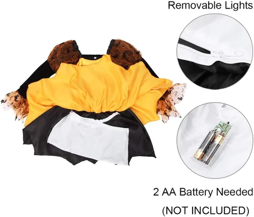Vista 6 de NA Disfraz de bruja iluminada para niñas conjunto de vestido elegante para niños color amarillo 3-4T