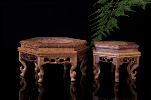 Vista 4 de Hermosa mano artesanal hexagonal palisandro oriental Fishbowl jarrón soporte 4.5