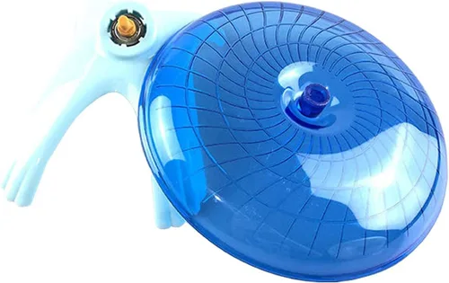 Vista 7 de Botella de agua de hámster 3 en 1 + rueda de ejercicio con platillo volador para hámster enano, ratón, erizo (azul)