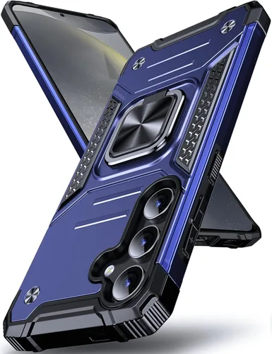 Vista 115 de DASFOND Diseñada para funda Galaxy S8 con soporte, anillo metálico giratorio mejorado de 360°, soporte kickstand de grado militar, resistente a