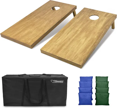 Vista 104 de GoSports 4 ft x 2 ft Regulation Size Wooden Cornhole Boards Set with Light Brown Finish - Includes Carrying Case and Bean Bags Negro- gris