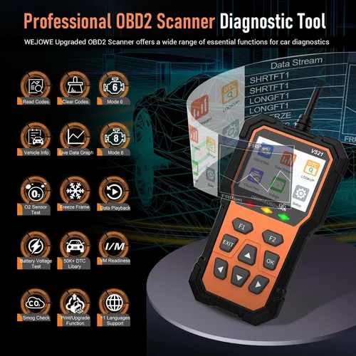 Vista 2 de Herramienta de diagnóstico escáner OBD2, escáneres OBD2 profesionales para coche, lector de código de motor con luz de comprobación y función