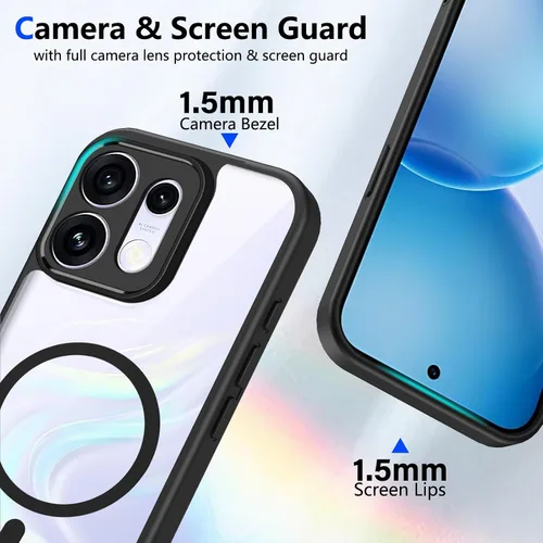Vista 368 de Funda magnética transparente compatible con Xiaomi 17T, color negro 2 en 1 PC + TPU cubierta de teléfono a prueba de golpes, carcasa protectora