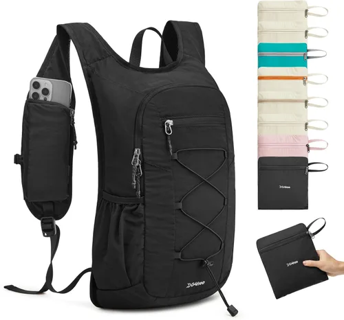Vista 18 de G4Free Mochila de senderismo ligera y plegable de 20L para mujeres y Beige