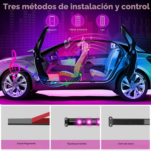 Vista 5 de Luces interiores de coche Keepsmile Accesorios para automóvil Control de aplicación con sincronización de música remota Cambio de color RGB