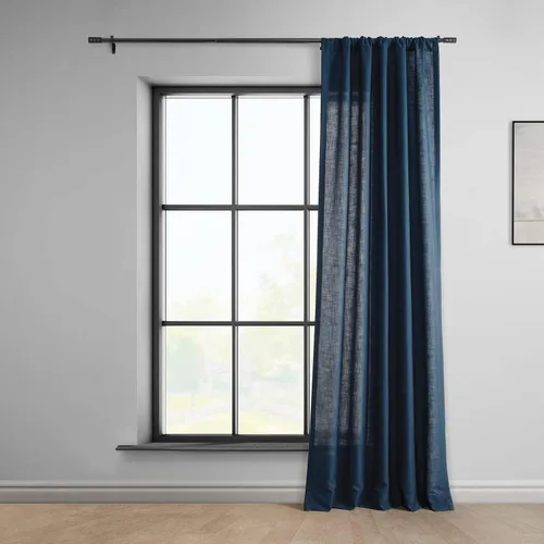 Vista 2 de HPD Half Price Drapes Cortinas clásicas de lino sintético semitransparentes para sala de estar (1 panel) que filtran la luz de 96 pulgadas de largo