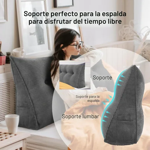 Vista 2 de WOWMAX Almohada de Cuña para Cabecero King Triangular Almohada de Cabecero Almohada de Cuña para Cama Almohada Cilíndrica para Cama Almohadas