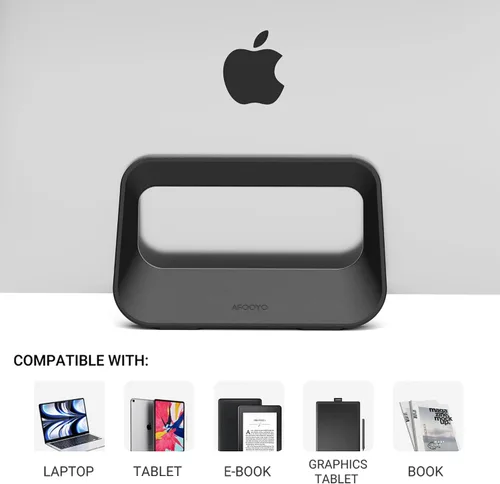 Vista 2 de Soporte vertical para computadora de escritorio, soporte de plástico para laptop con protección de silicona, compatible con todos los Negro