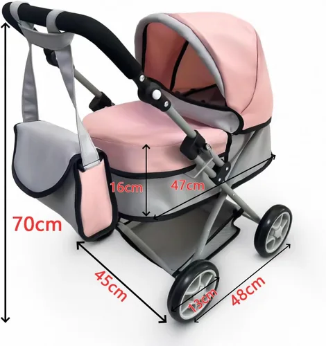 Vista 2 de Anano Cochecito y cochecito de bebé – Cochecito con capucha ajustable – Cochecito ligero plegable para muñecas de hasta 21.7 in (22 pulgadas)