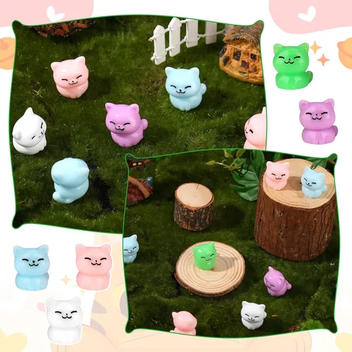 Vista 3 de 50 piezas de mini gatos de resina, figuras de gato en miniatura, lindas figuras de gatos pequeños, pequeños animales de resina, gatos, manualidades