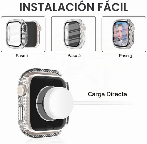 Vista 5 de CHANCHY Paquete de 4 fundas compatibles con Apple Watch de 1.732 pulgadas con protector de pantalla, 200 carcasas con diamantes de cristal