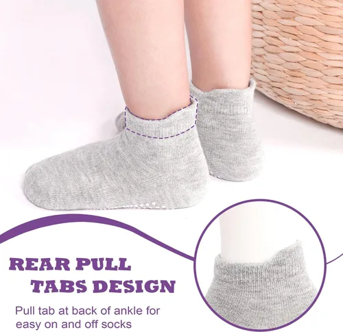 Vista 5 de SkiBeaut 12 pares de calcetines antideslizantes para niños y niñas con agarres, calcetines antideslizantes para niños pequeños de 1 a 7 años