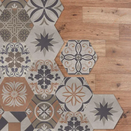 Vista 27 de Alwayspon 10 calcomanías hexagonales antideslizantes para el suelo, para decoración del hogar, despegar y pegar, autoadhesivas, para sala de estar