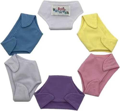 Vista 4 de Paquete de 6 pañales de tela para muñeca bebé, pasteles